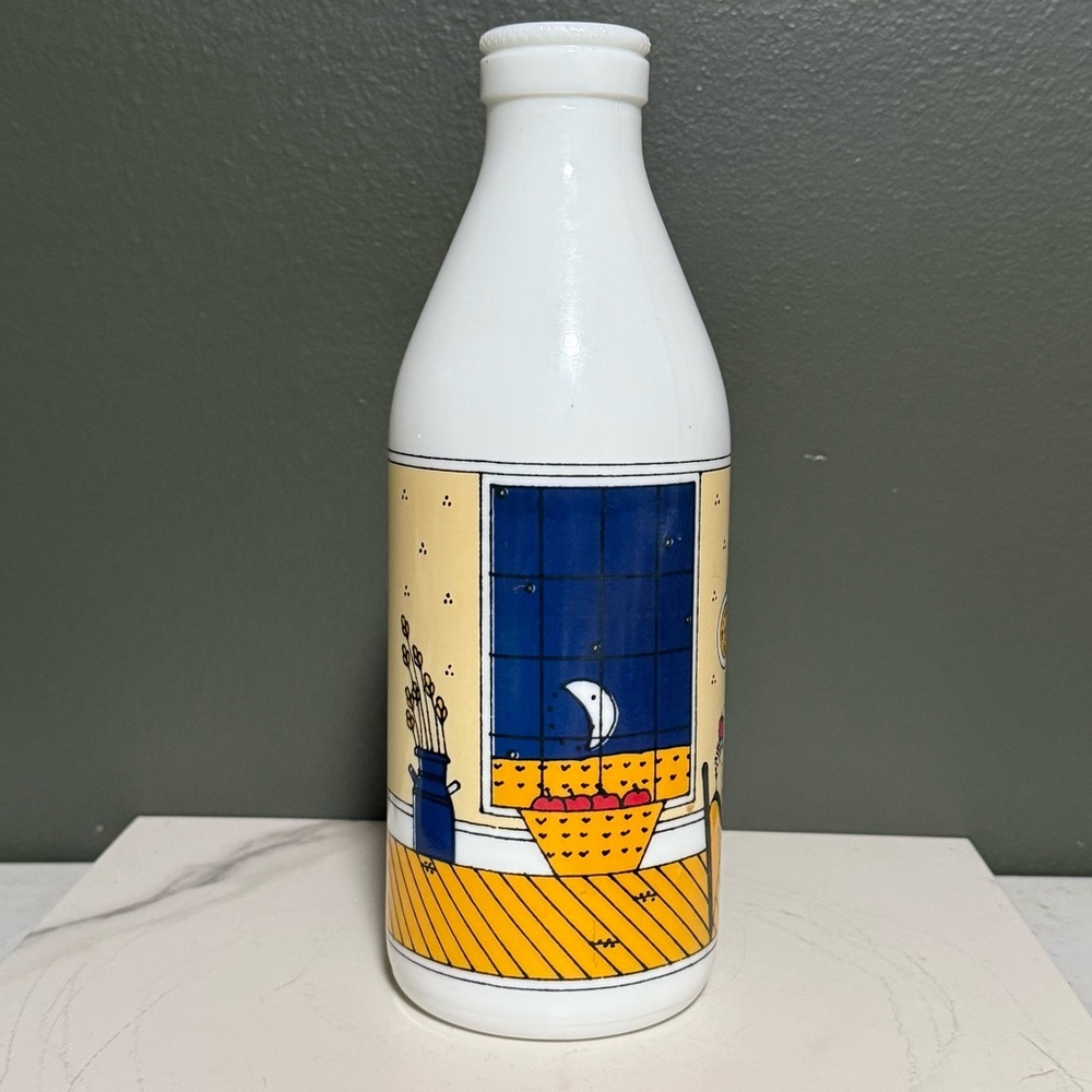 White Milk Bottle with Yellow Label - Picture 3 of 5